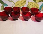 Vintage 1950s Fire King Anchor Hocking Ruby Red Punch Cups Set of 8