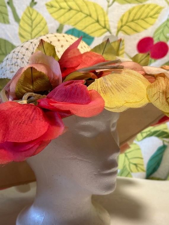 Vintage Christian Dior Floral Hat - 1950s/60s Chapeaux - Etsy display picture 1
