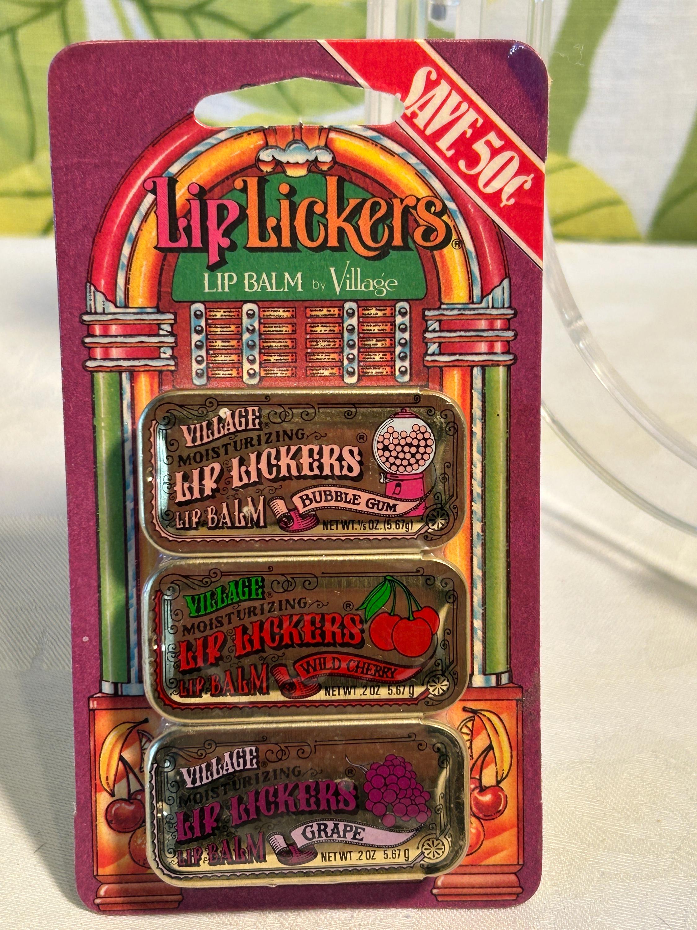 Vintage 1984 Village Lip Lickers Trio: Bubble Gum, Cherry, Grape