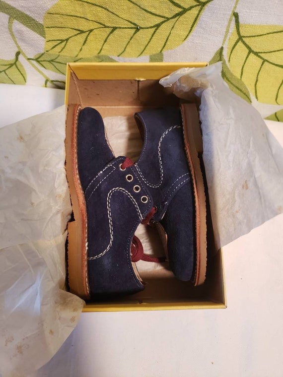 Vintage 1950s 1960s Little Boys Blue Suede Shoes … - image 9