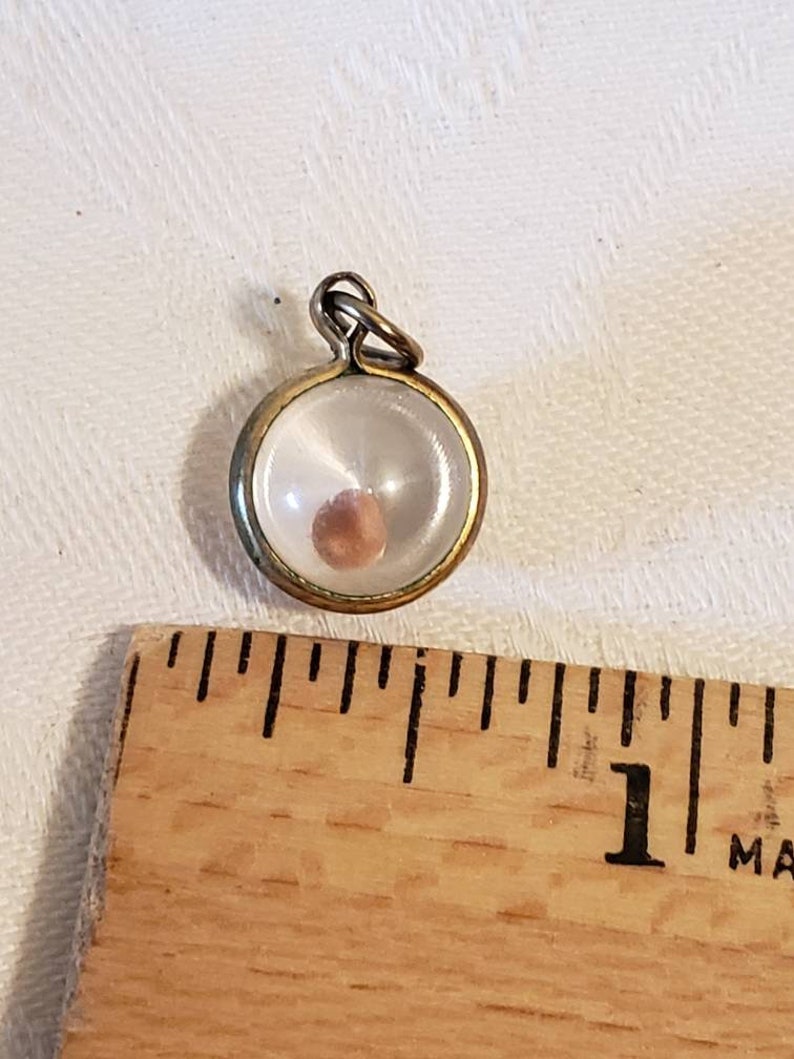 Vintage 1950s 1960s Round Charm with Real Seed Inside