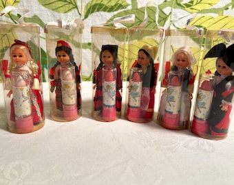 Vintage Tom Fields Tinkerbell Dolls of The World with Lipstick - Set of 6