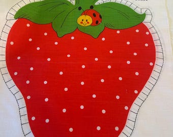 Vintage 1980 Strawberry Shortcake Strawberry Cut and Sew Fabric Pillow Panel