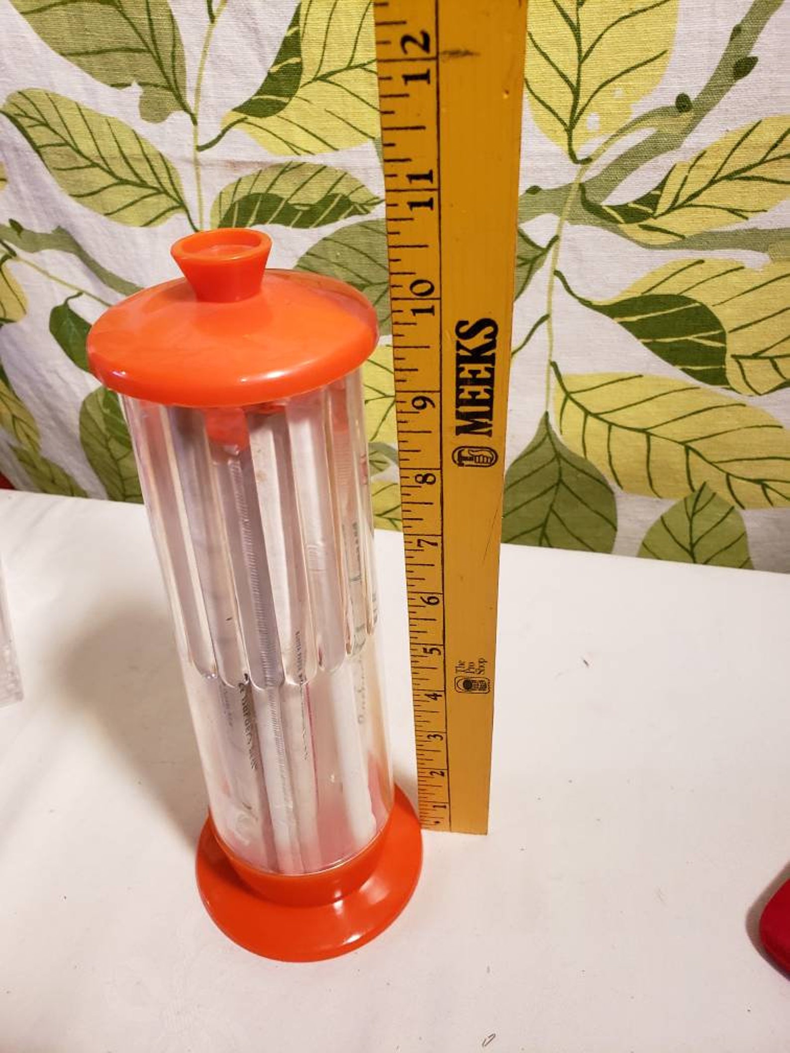Vintage 1950s 1960s Orange Plastic Straw Holder with Vintage Etsy