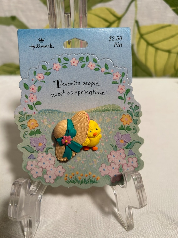 Vintage 1980s 1990s Hallmark Easter Chick with Bon