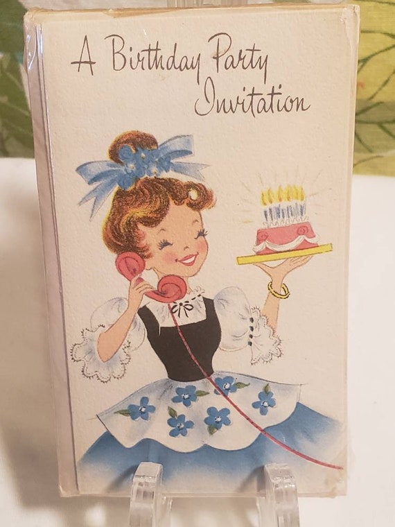 Vintage 1950s 1960s Retro Birthday Party Invitations UNUSED Etsy