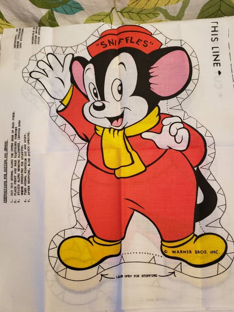 Vintage 1970s 1980s Sniffles the Mouse Cut and Sew Pillow - Etsy Vintage 1970s 1980s Sniffles the Mouse Cut and Sew Pillow - Etsy