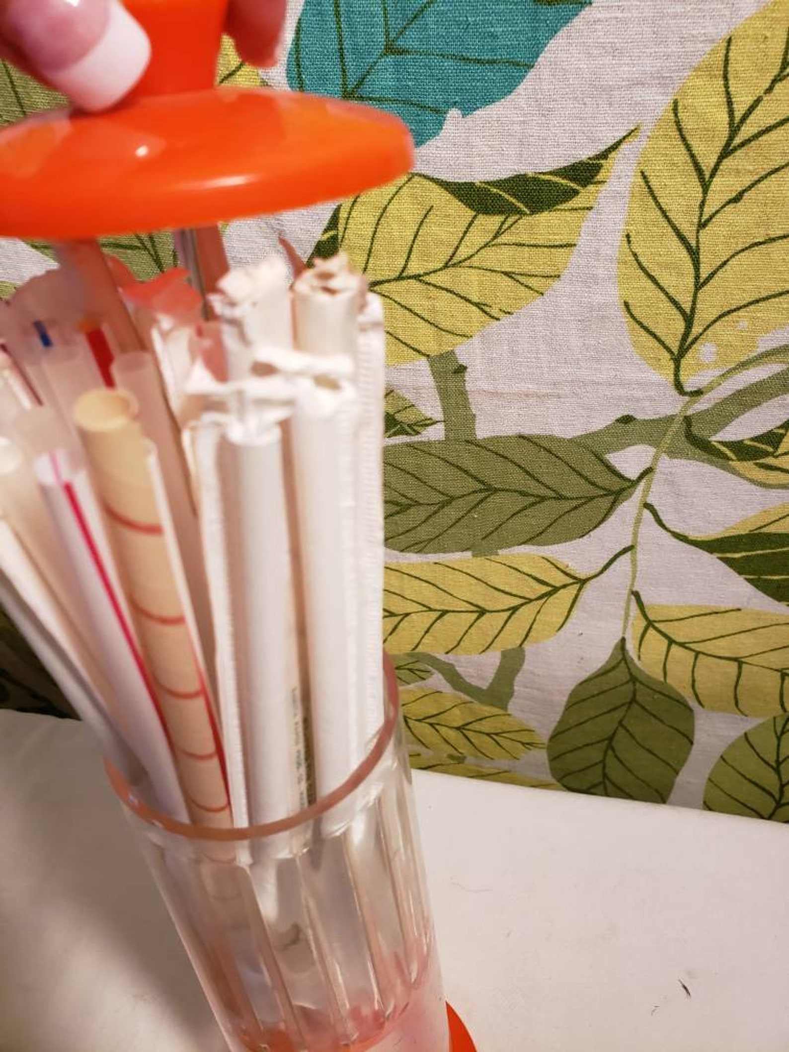 Vintage 1950s 1960s Orange Plastic Straw Holder with Vintage Etsy