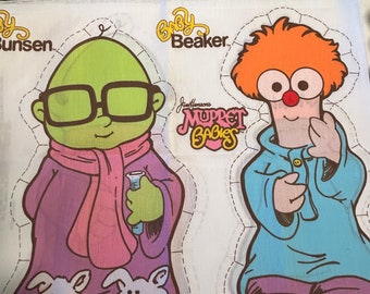 Vintage 1980s Rare Bunsen and Beaker Cut and Sew Pillow Panel