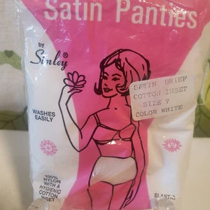 Vintage 1960s 1970s Ladies Satin White Panties Size 7 NOS UNUSED