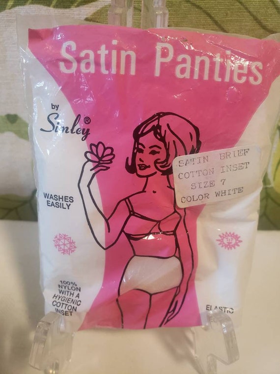 Vintage 1960s 1970s Ladies Satin White Panties Size 7 NOS UNUSED 