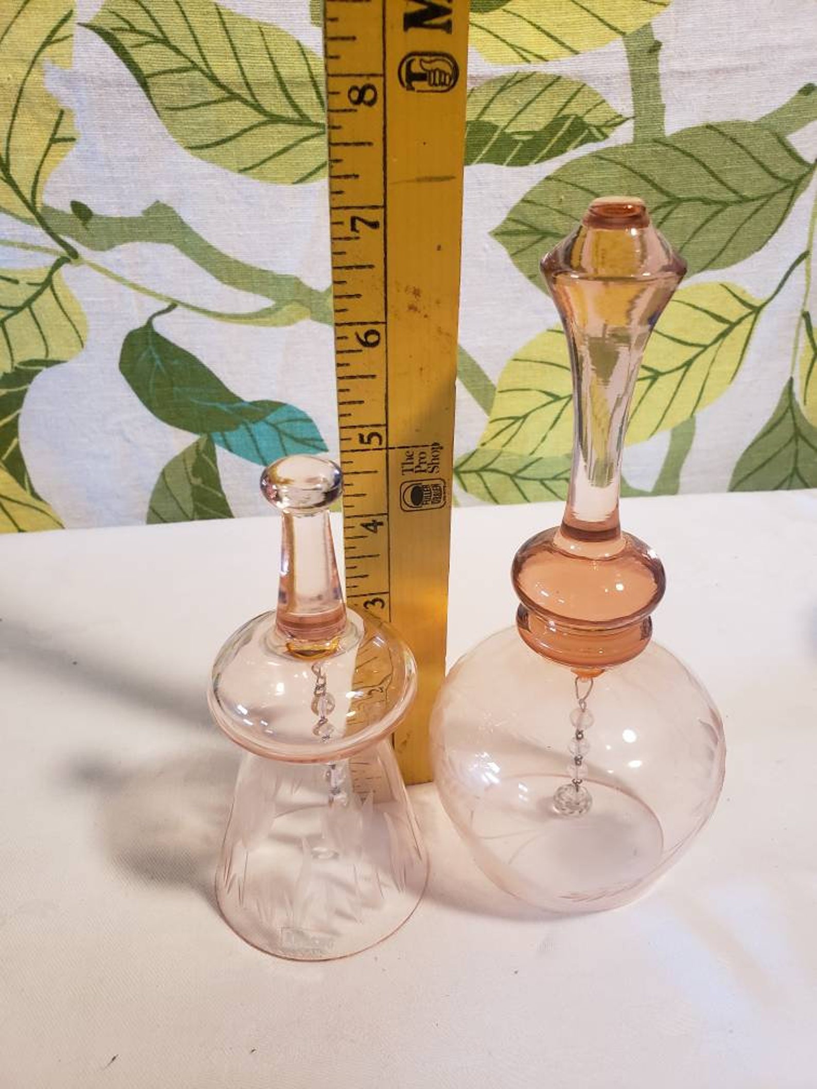 Vintage Krosno Poland Pink Etched Bells Set of 2 Etsy