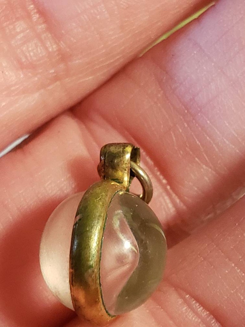 Vintage 1950s 1960s Round Charm with Real Seed Inside