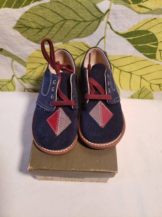 Vintage 1950s 1960s Little Boys Blue Suede Shoes … - image 1
