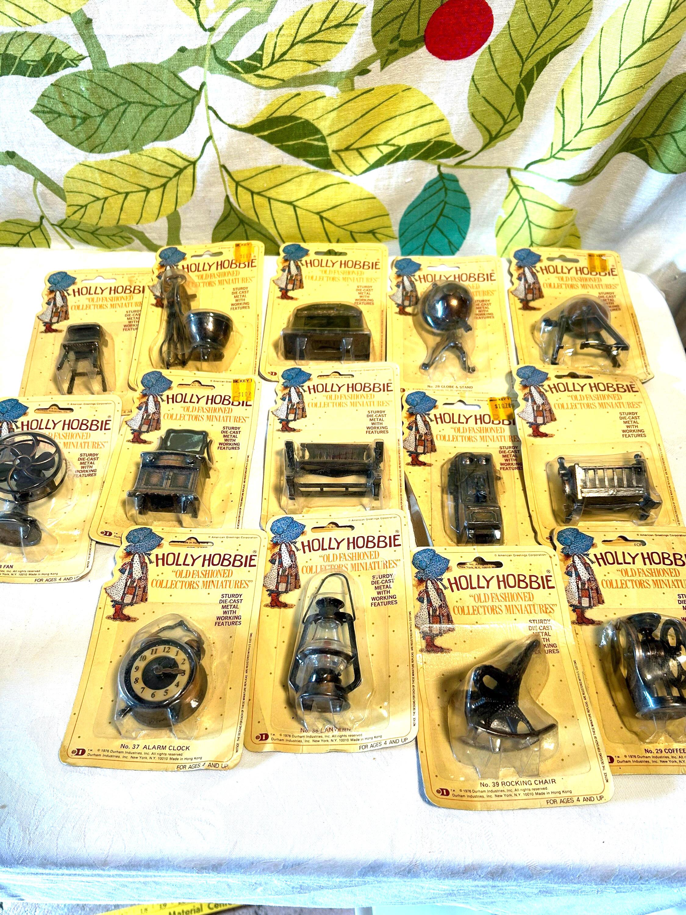 Vintage 1970s Holly Hobbie Die Cast Metal Miniature Pieces Lot of 14 UNUSED