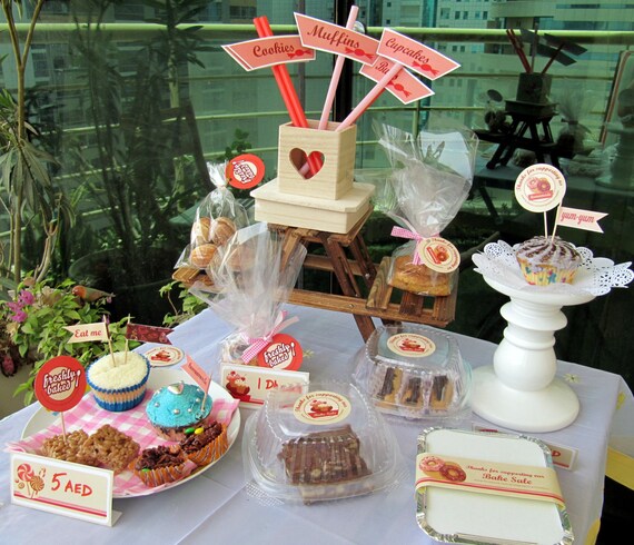 bake sale printables retro themed cupcake toppers tags etsy packaging cupcakes for bake sale
