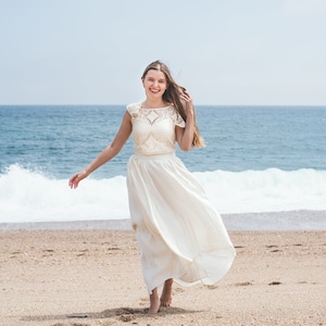 High-low bridal skirt in hemp silk, silk bridal skirt, ivory bridal skirt, wedding skirt, wedding separates, eco wedding dress, handmade UK