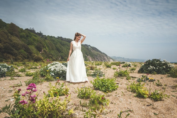 hemp silk wedding dress PLUME, an Upcycled Silk Eco-Conscious Ballgown Style Wedding Dress Larimeloom