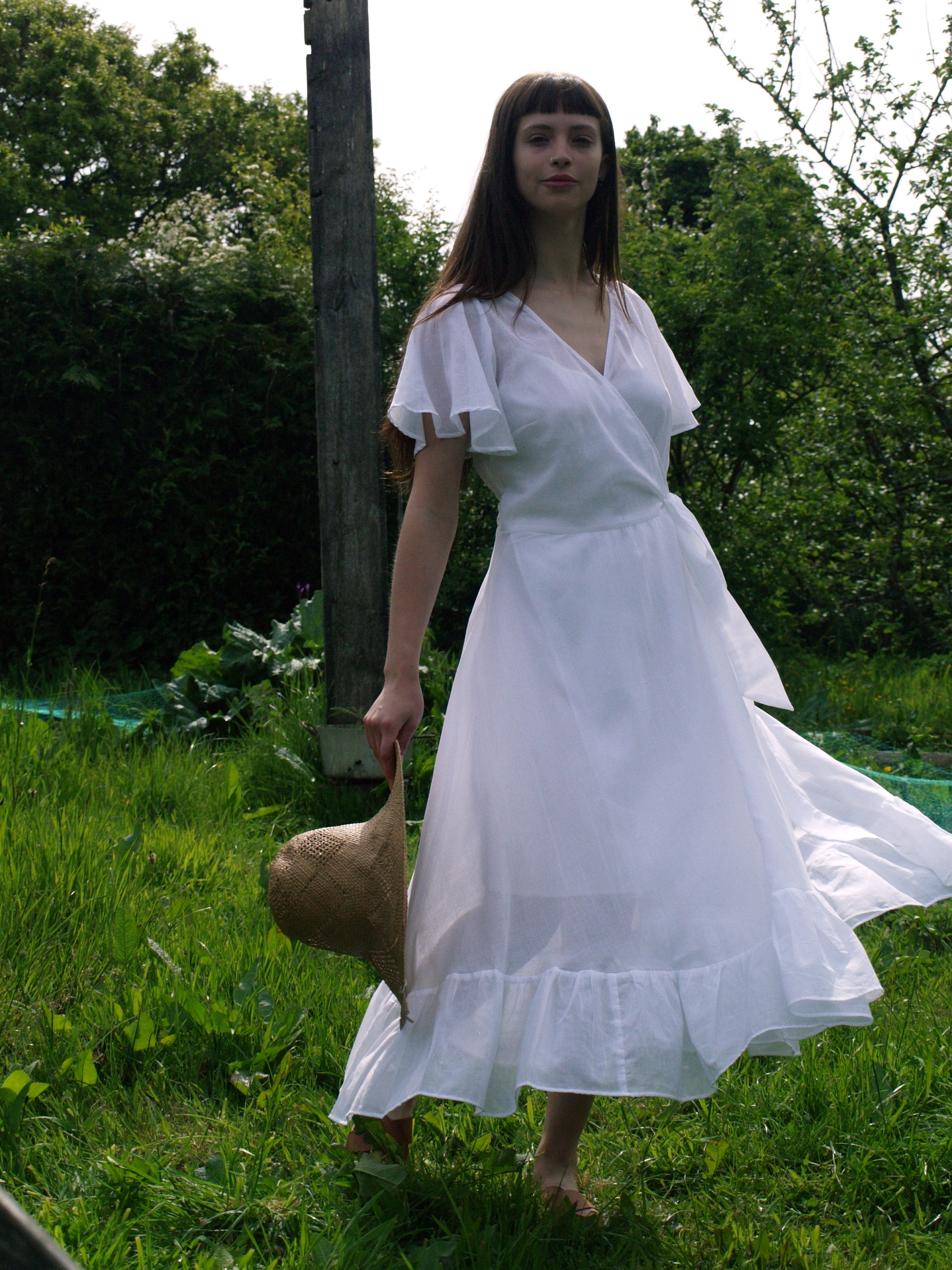 Sample Sale Wrap Dress in Organic Cotton White Voile Wrap - Etsy UK