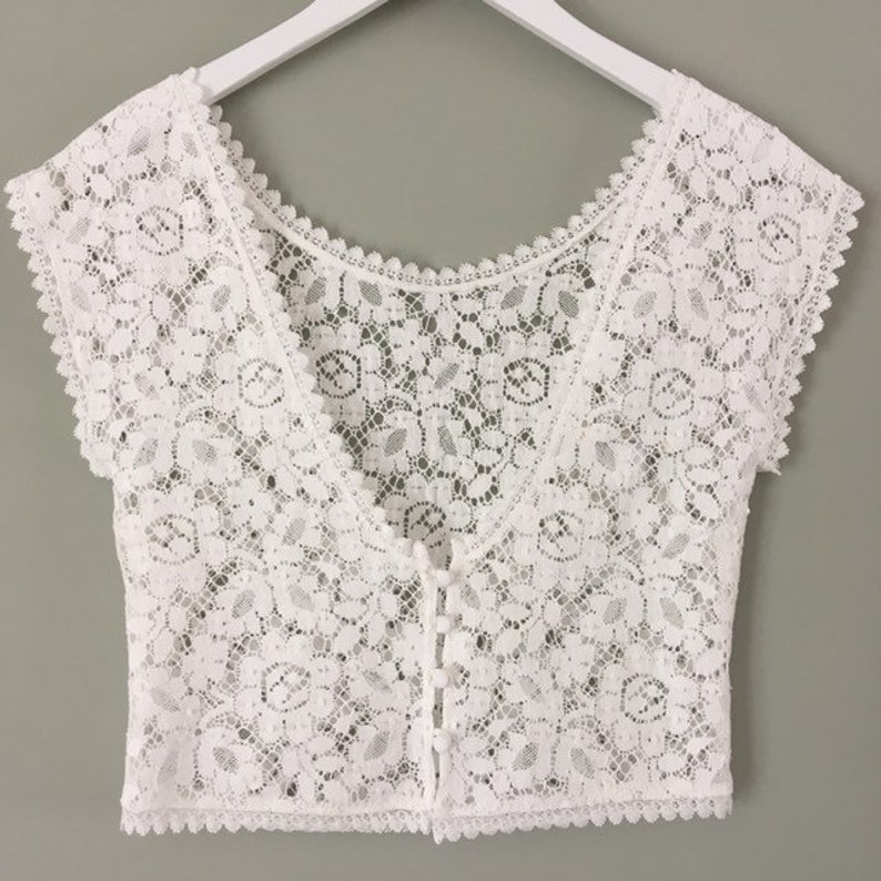 Sample Sale Bridal top, cotton lace top, button back off-white lace top, cotton lace, bridal cover up, sample sale size XXS, UK size 6 image 4