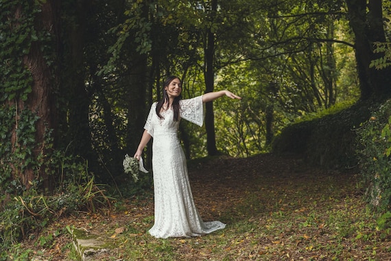 Boho Cotton Lace Wedding Dress 'georgia' - UK Made - Etsy Ireland Boho Cotton Lace Wedding Dress 'georgia' - UK Made - Etsy Ireland