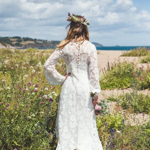 Long cotton lace wedding dress boho wedding dress, 'Willow' wedding dress, cotton lace wedding dress, eco wedding dress, handmade in UK image 3