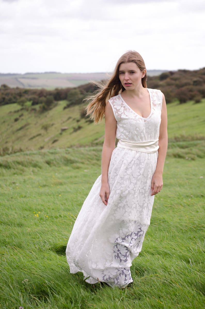 Long White Cotton Lace Wedding Dress Cotton Wedding Dress - Etsy Australia