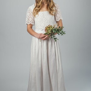Bridal Skirt, Long skirt Ivory linen, &#39;June&#39; bridal skirt with train, bridal skirt, wedding skirt, wedding separates eco wedding separates