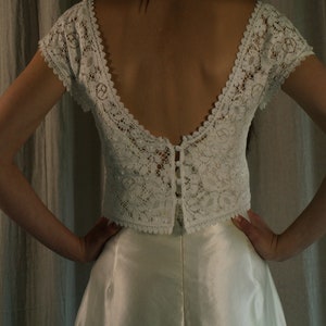 Sample Sale Bridal top, cotton lace top, button back off-white lace top, cotton lace, bridal cover up, sample sale size XXS, UK size 6 image 7
