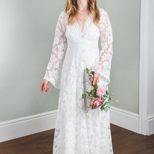 Long cotton lace wedding dress boho wedding dress, 'Willow' wedding dress, cotton lace wedding dress, eco wedding dress, handmade in UK image 6