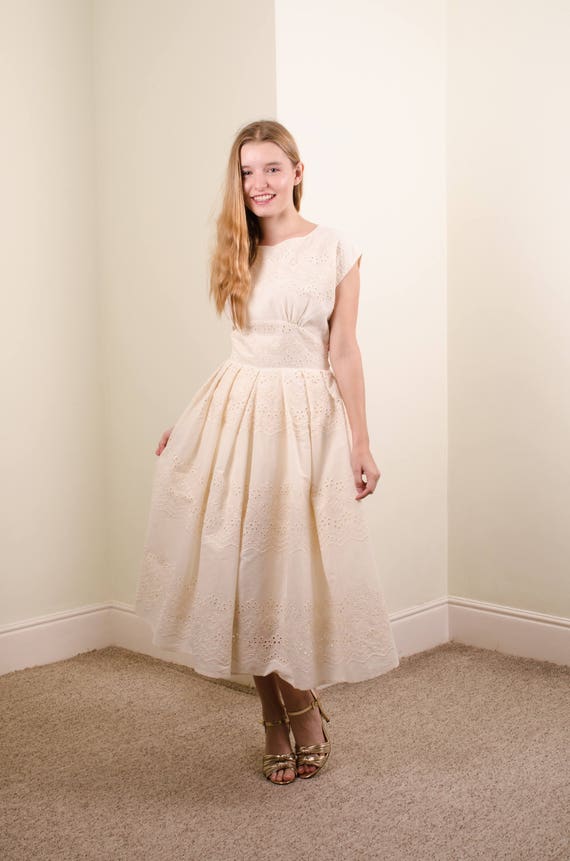 Broiderie Anglais Dress Unbleached Organic Cotton Casual Etsy