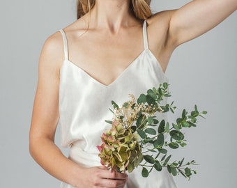 Hemp/silk camisole top, ivory cami top made in hemp silk, 'Dune' bridal cami top, hemp silk vest top, simple bridal camisole top made in UK