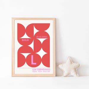 Bauhaus Baby Poster, Baby Gift, Birth Announcement, Modern Birth Print, Custom Birth Print, Birth Stats Print, Modern Nursery Decor