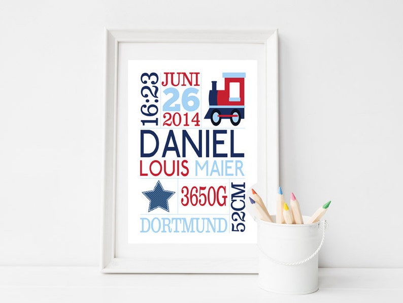 Little Train Birth Print LOVELY GIFT IDEA