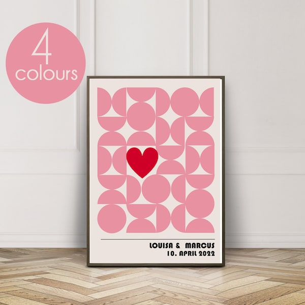 Bauhaus Style Wedding Print, Custom Wedding Poster, Wedding Gift, Couple Gift, Love Poster, Love Print, Anniversary Gift, Modern wedding