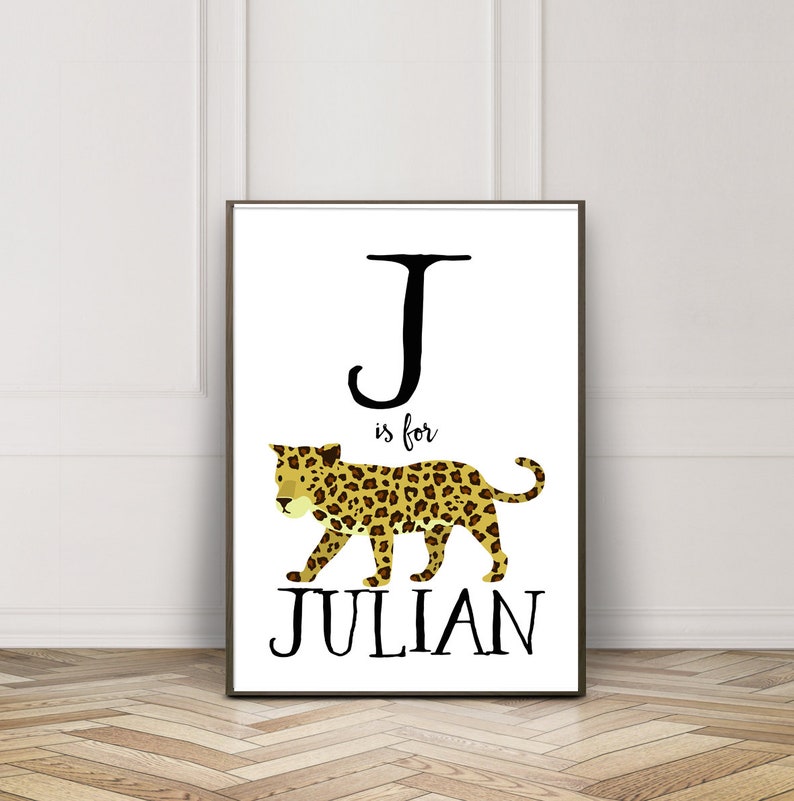 Custom Nursery Wall Art Jaguar Jaguar Print Baby Gift Nursery Custom Baby Name Print Personalised Nursery Art Personalised Baby Poster