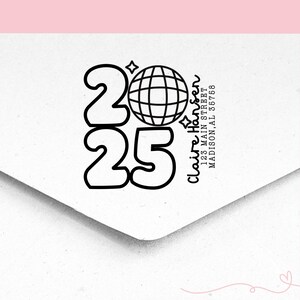 Zelfinktende postadresstempel discobal | Afstudeeraankondiging 2025 | Cadeaus voor afgestudeerden | Handgemaakt