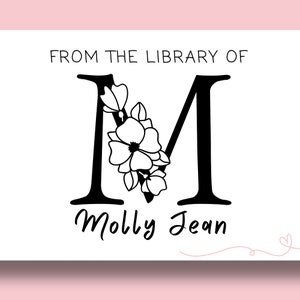 Personalized Book Stamp | Bookplate Stamp | Self Inking Library Of Stamp | Book Lover Stamp | Floral Monogram Book Stamp