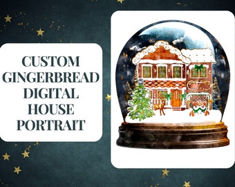 PERSONALIZED| Custom Gingerbread House Portrait | Digital Download | Watercolor