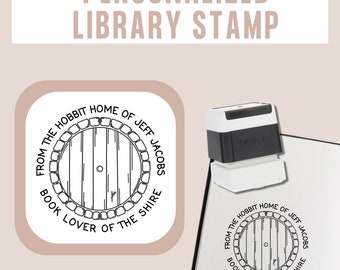 Personalized Book Stamp | Bookplate Stamp | Self Inking Library Of Stamp | Book Lover Stamp | Hobbit Book Stamp