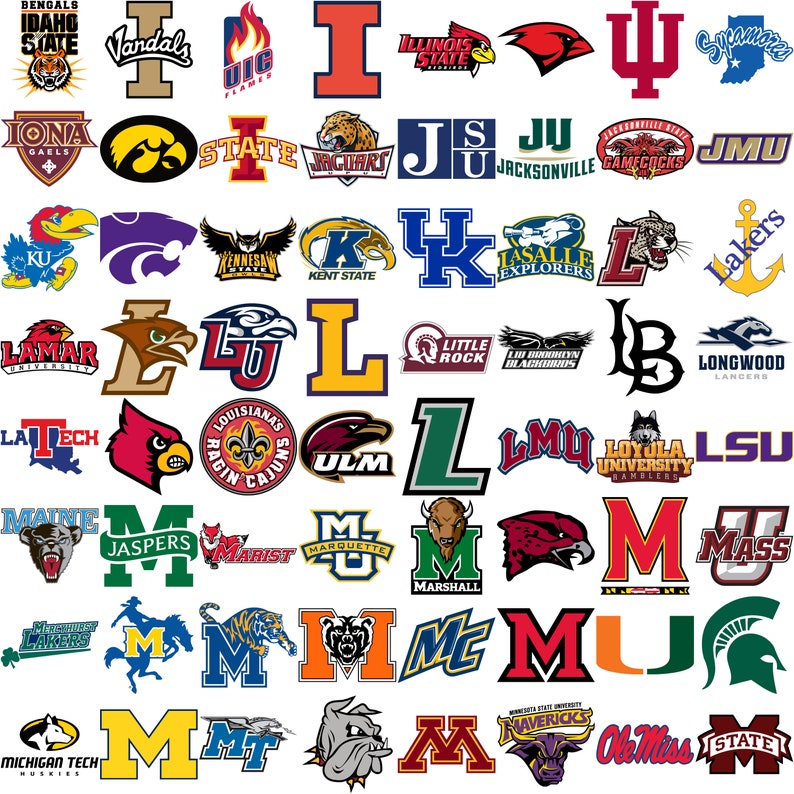 Every College Logo 377 images in .SVG .eps .dxf .PNG College | Etsy