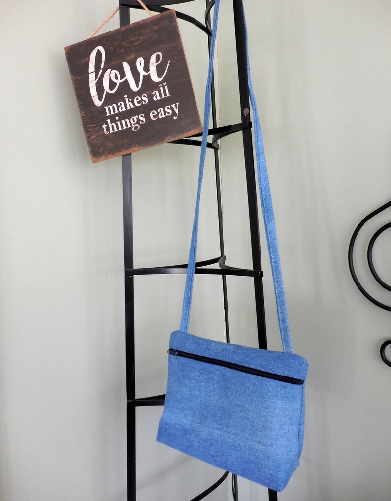 Denim purse small pocketbook with shoulder strap one inside Etsy