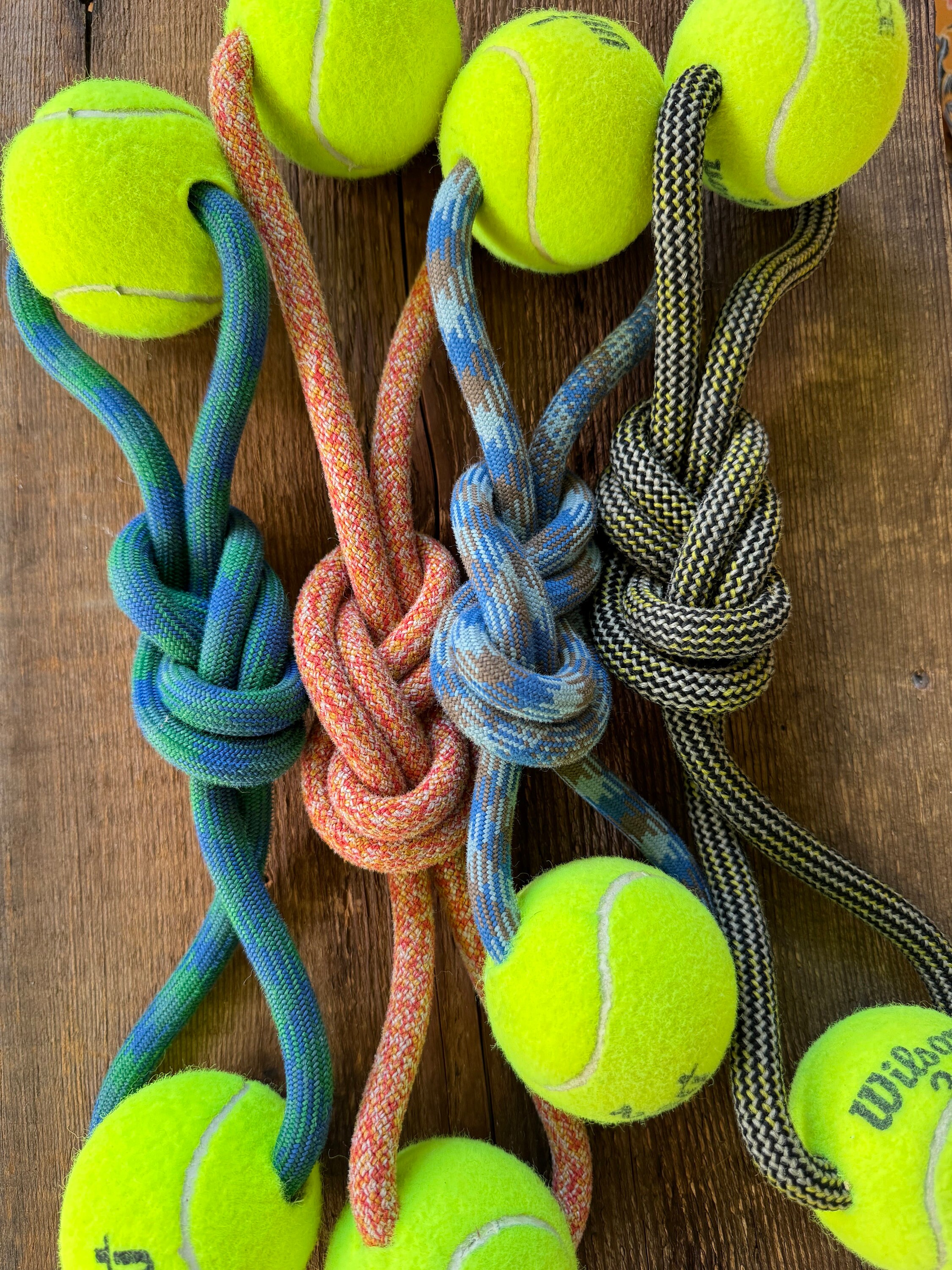 Tug O War Climbing Rope Tennis Ball Dog Toy Eco friendly and 100 Upcycled Zero Waste Etsy Ireland