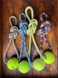 Fetch It! Climbing Rope and Tennis Ball Dog Toy | 100% Upcycled | Zero Waste