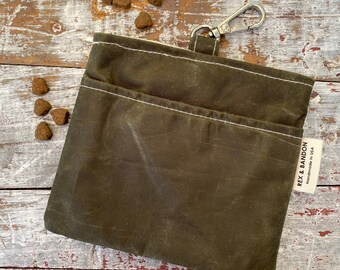 Waxed Canvas Treat Pouch | Olive Green