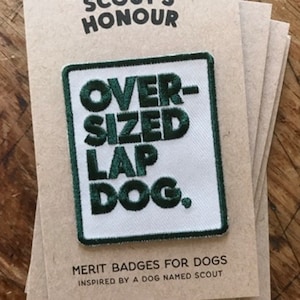 Oversized Lap Dog Embroidered Iron-On Patch | Dog Merit Badge