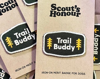 Trail Buddy Embroidered Iron-On Patch | Dog Merit Badge