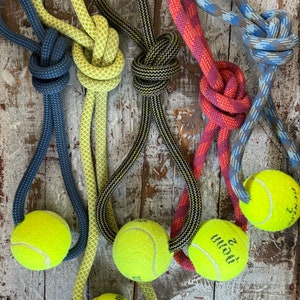 Fetch It! Climbing Rope & Tennis Ball Dog Toy | Eco-Friendly and 100% Upcycled | Zero Waste