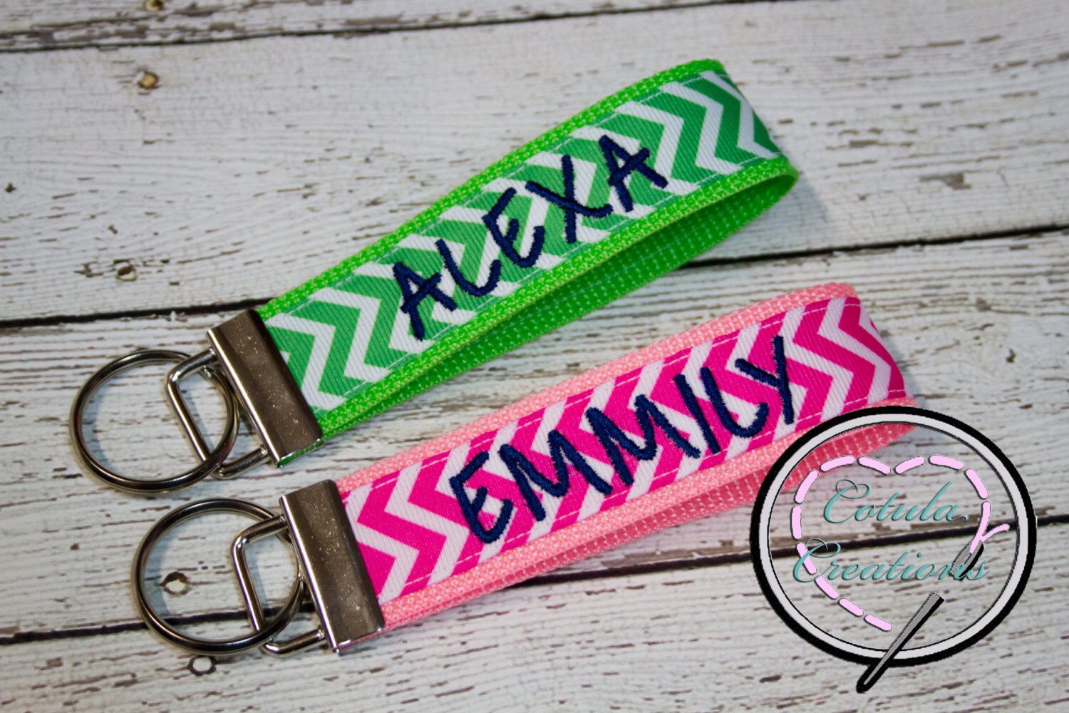 Personalized Chevron Key Fob Keychain Monogrammed Keychain Etsy