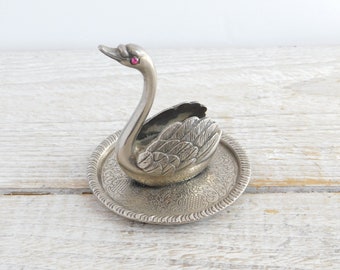 Vintage Swan Ring Dish ~ Jewelry Trinket Holder